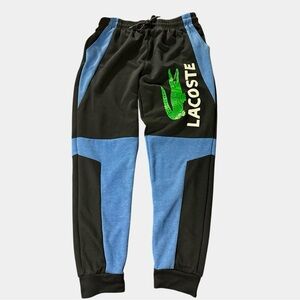 Lacoste Men's Colorblock Sweatpants Joggers Track Lounge Pants Blk Blue Lg EUC